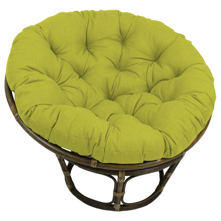 42-inch Rattan Papasan Chair with Solid Outdoor Fabric, Lime
