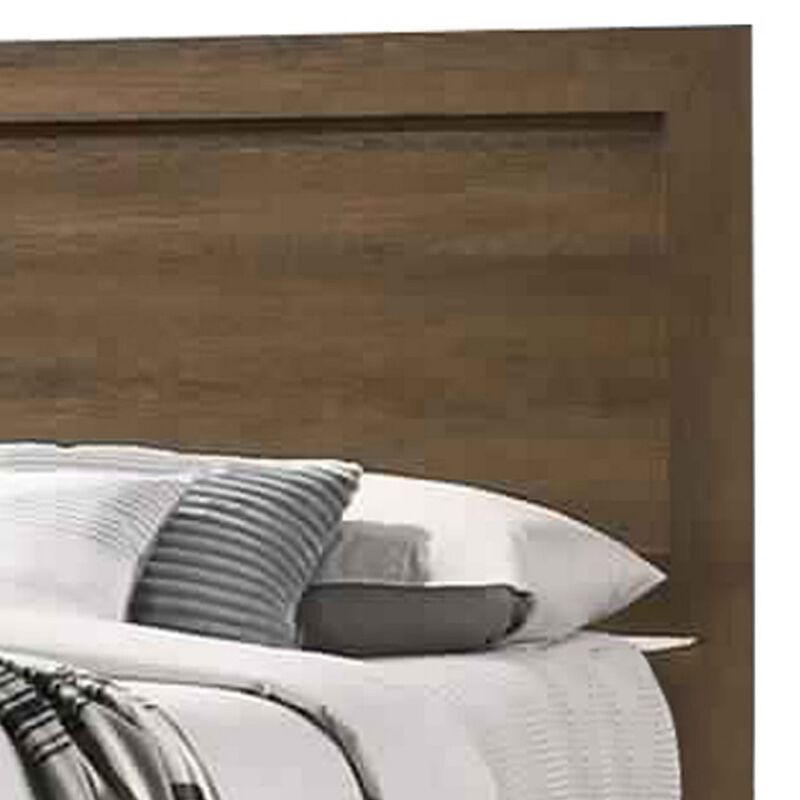 Transitional Style Wooden Eastern King Bed with Raised Molding Trim, Brown image number 3