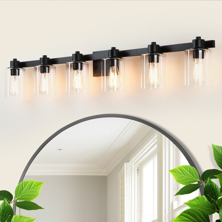 50" 6-Light Dimmable Indoor Wall Sconce with Clear Glass Shades
