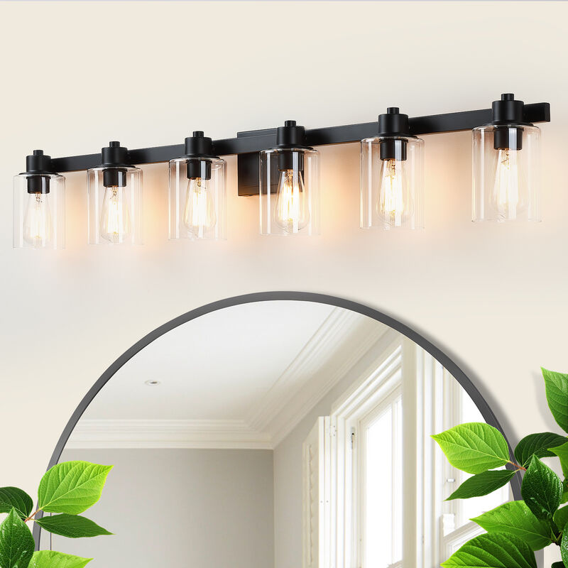 50" 6-Light Dimmable Indoor Wall Sconce with Clear Glass Shades image number 1