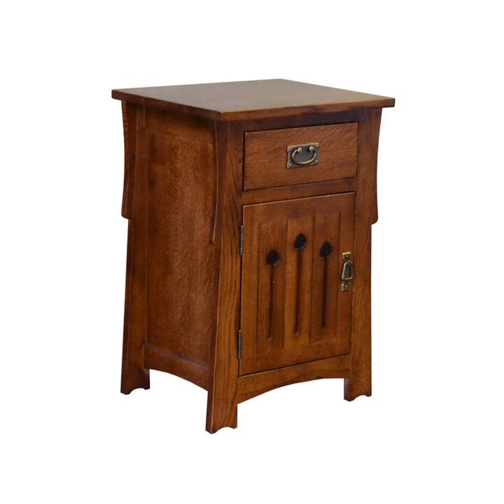 Crafters and Weavers Mission Style Solid Quarter Sawn Oak Keyhole Nightstand