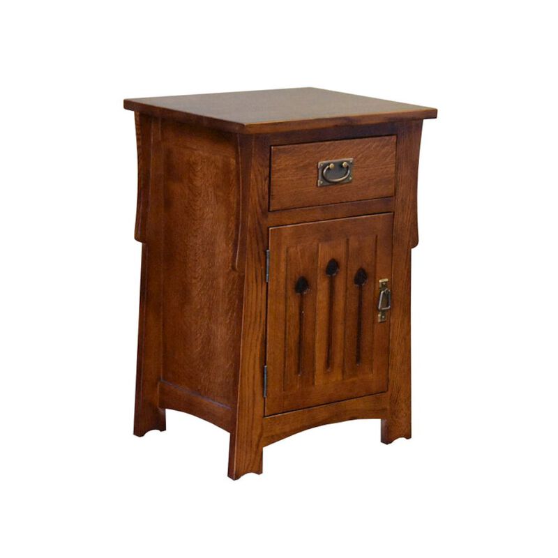 Crafters and Weavers Mission Style Solid Quarter Sawn Oak Keyhole Nightstand