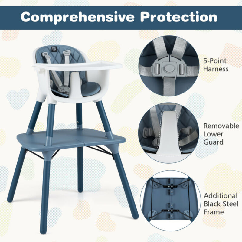 4-in-1 Kids Table Chair Set Convertible with Comfortable PU Cushion image number 4