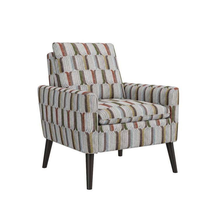 HL Home Furnishings Mid-Century Modern Armchair in Brown, Green and Blue Stripe