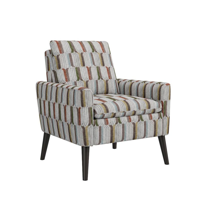 HL Home Furnishings Mid-Century Modern Armchair in Brown, Green and Blue Stripe