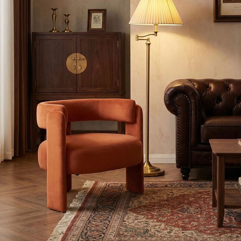 Envelor Modern Velvet Wingback Accent Armchair image number 5