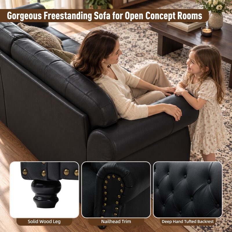 Strump 63" Upholstered Faux Leather 2-Seat Loveseat Sofa image number 5
