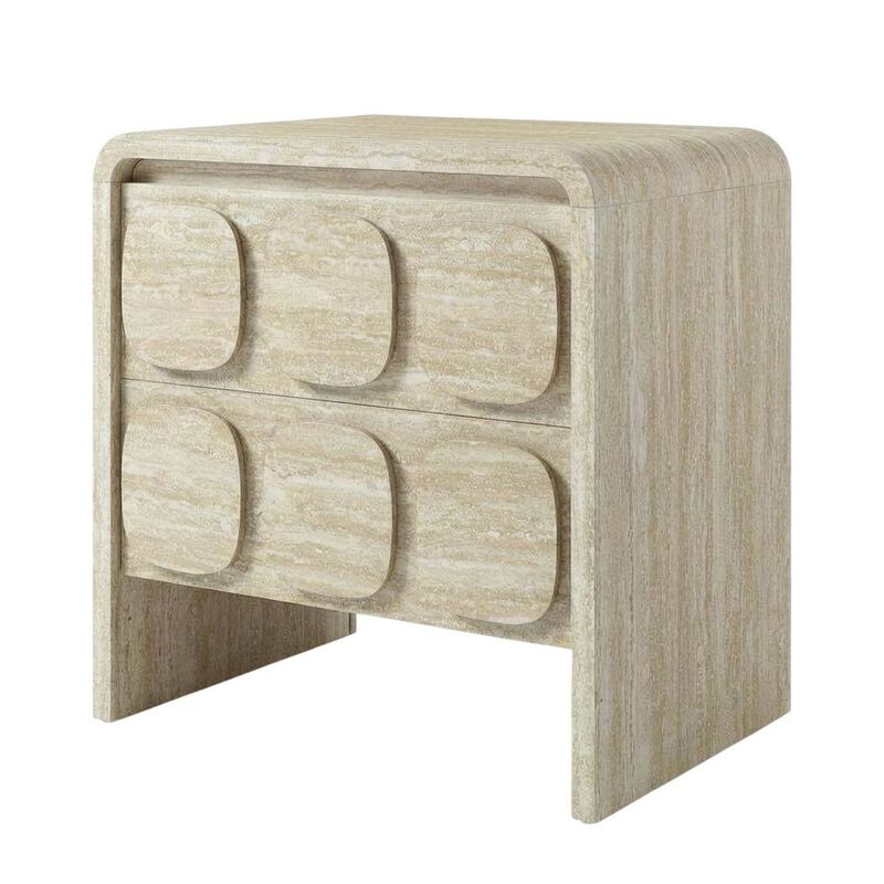 Gray Wood Nightstand with 2 Drawers and Modern Design image number 0