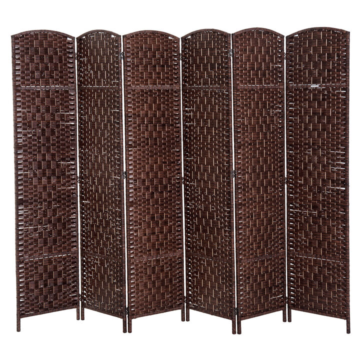 Hivvago Portable 6-Panel Wicker Room Divider for Bedroom or Office