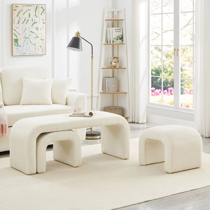 Merax Set of 3 U-Shaped Modern Bench Teddy Ottoman Bench