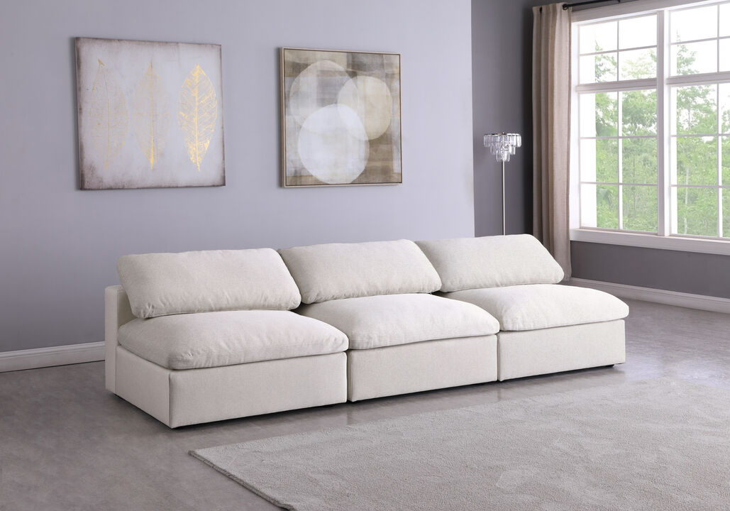 Meridian Furniture Serene Cream Linen Textured Fabric Deluxe Comfort Modular Armless Sofa