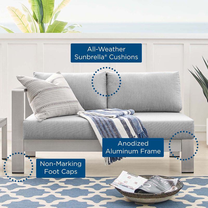 Modway - Shore Sunbrella&reg; Fabric Aluminum Outdoor Patio Left-Arm Loveseat