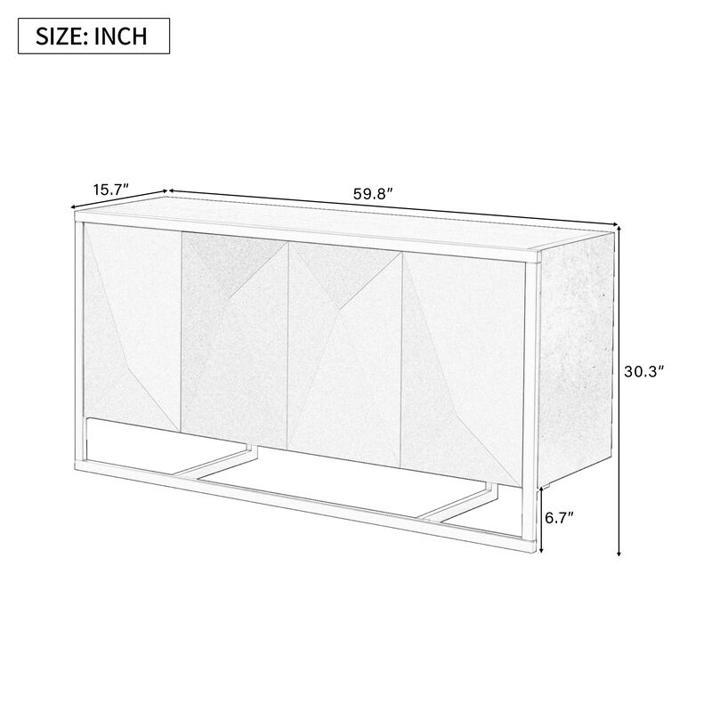 Merax Modern Sideboard Cabinet with Metal Legs