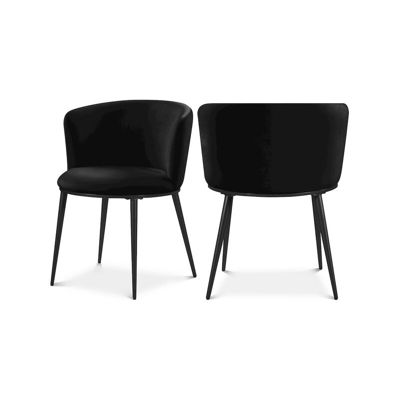 Meridian Furniture Skylar Black Velvet Dining Chair, Set of 2
