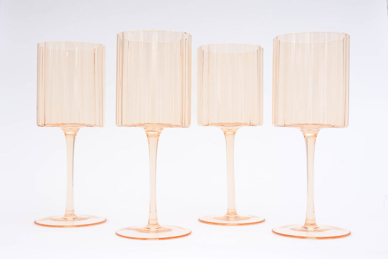 Jeanne Fitz Scalloped Rim Fluted Wine Glass, Set of 4, 12oz, image number 1