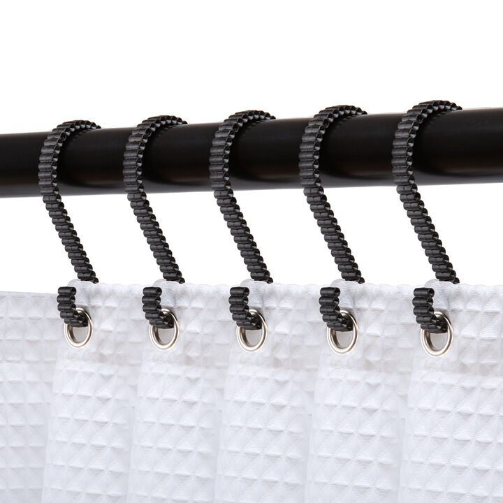 Utopia Alley Rust-Proof Zinc Decorative Shower Curtain Hooks, Smooth Glide S-Hooks- Set of 12
