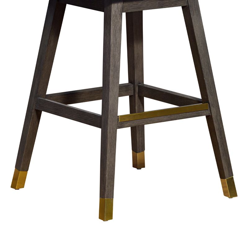 Swivel Bar Stool in Gray Oak Wood Finish with Gray Boucle Fabric image number 5