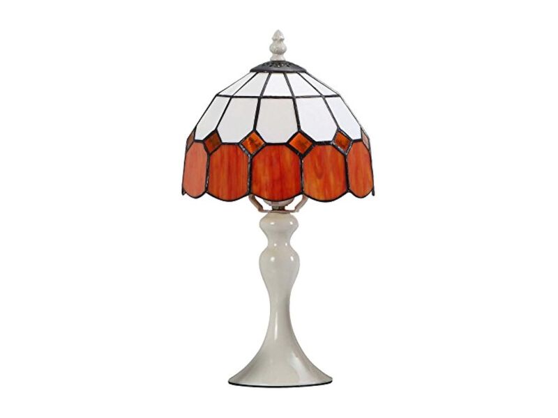 Tiffany Style Stained Glass Table Lamp For Bedroom Living Room Orange image number 1