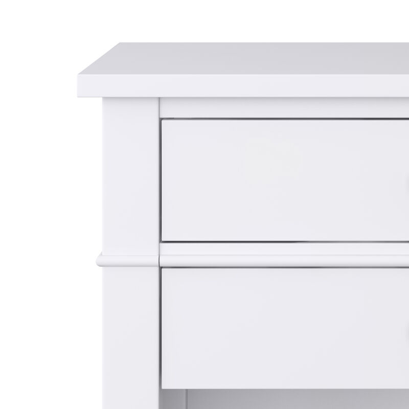Carlton SOLID WOOD 24 inch Wide Transitional Bedside Nightstand Table in White