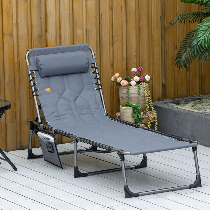 Hivvago Adjustable Outdoor Chaise Lounge Chair with Headrest