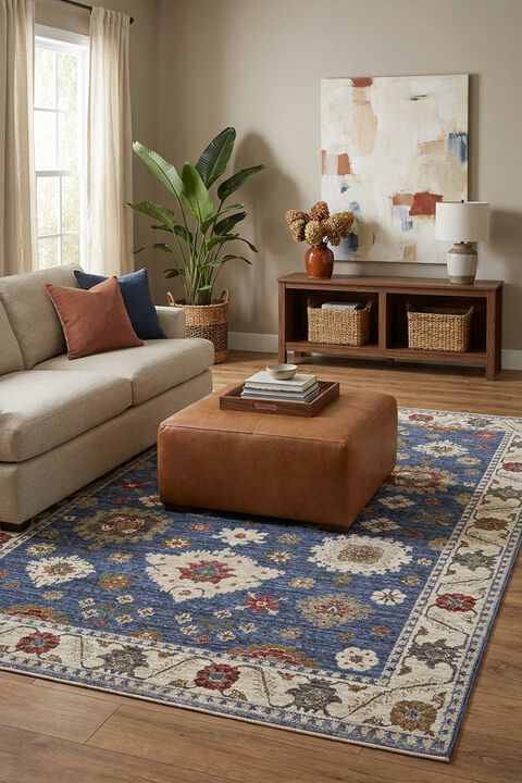Hastings HA06Z Blue 2'3" x 7'6" Runner Rug