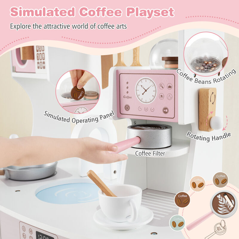 Kids Kitchen Playset with Coffee Maker Pretend Play Toy for Kids