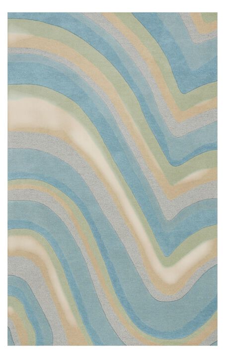 HomeRoots 8' X 10' Blue Beige And Green Wool Abstract Hand Tufted Area Rug