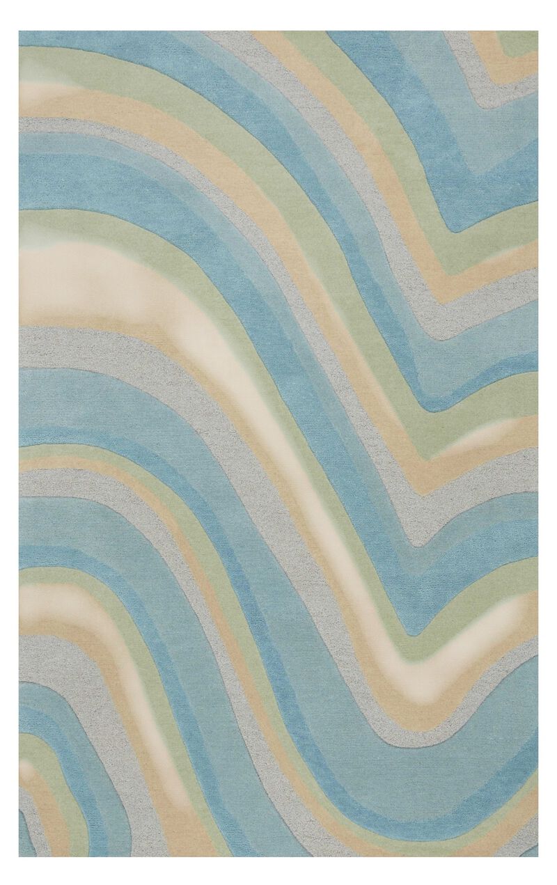 HomeRoots 8' X 10' Blue Beige And Green Wool Abstract Hand Tufted Area Rug image number 0