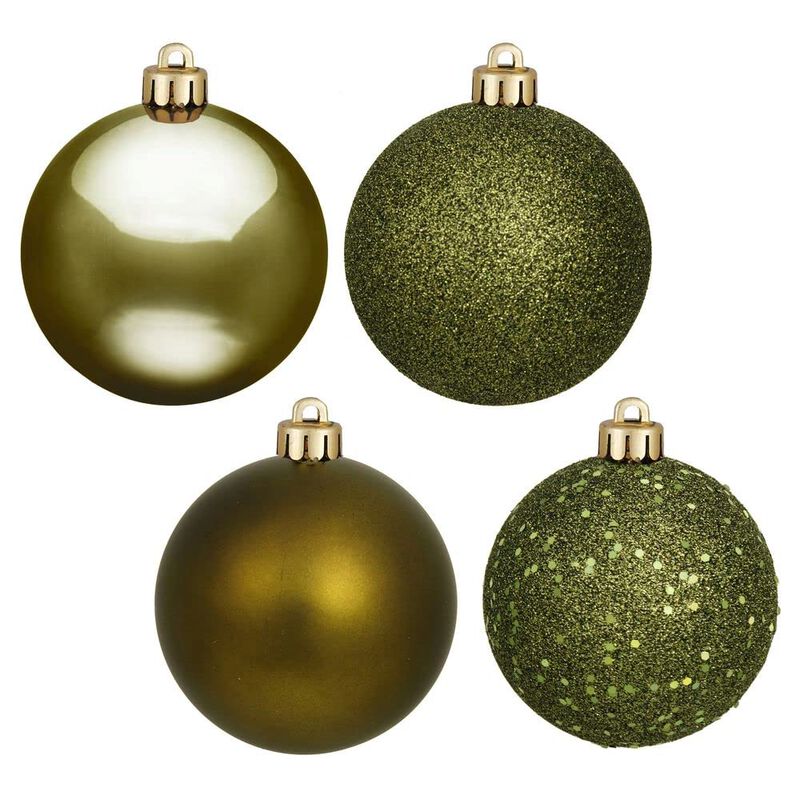 Vickerman 19633-4" Olive Shiny Matte Glitter Sequin Ball Christmas Tree Ornament (12 pack) (N591014A) image number 0