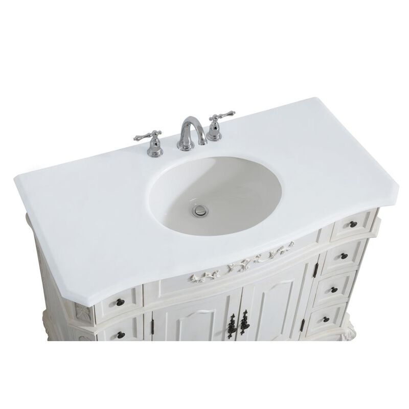 Elegant Kitchen and Bath 42 inch Single Bathroom vanity in Antique White