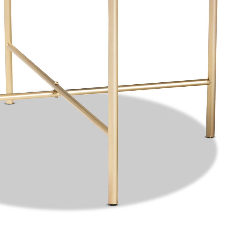 Baxton Studio Maddock Modern Gold Finished Metal End Table With Marble Tabletop image number 3