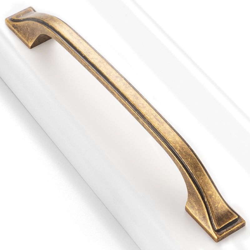 BEROSSA 5 Inch Screw Spacing, Antique Brass Footed Arch Pulls, Kitchen Cabinet Handles, Pack of 10 | Solid Furniture Hardware fo