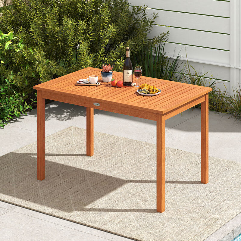 48" Wood Rectangular Patio Table for 4&ndash;6 People, Outdoor Dining Table image number 4
