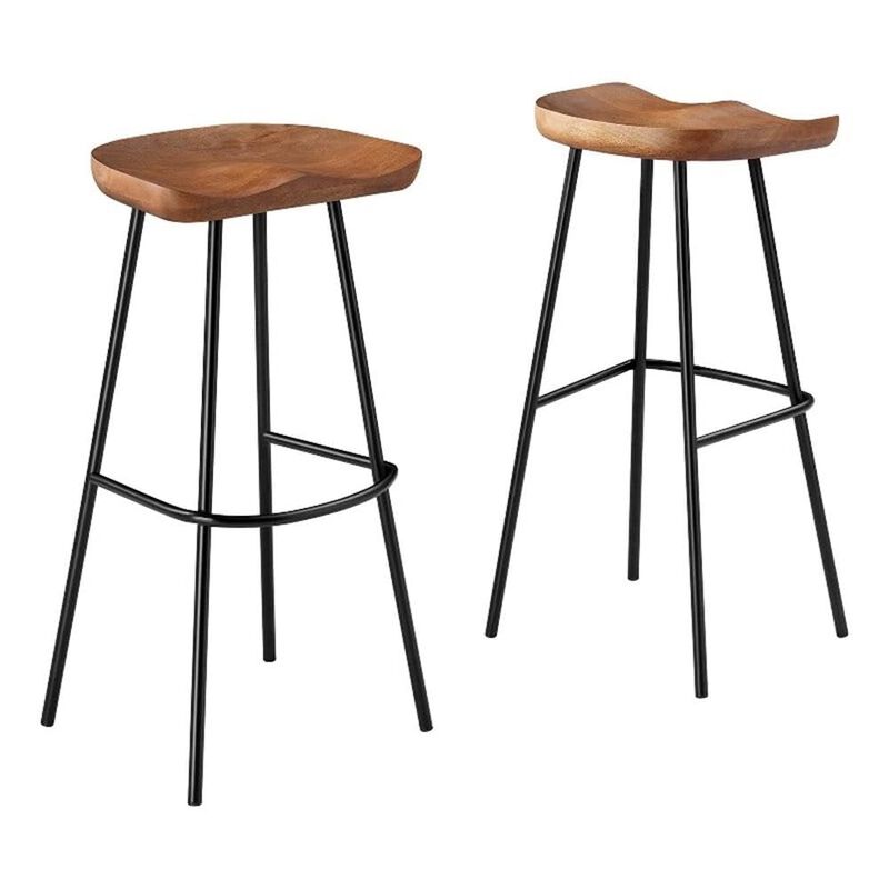 Modway EEI-6742-WAL Concord Backless Wood Bar Stools - Set of 2, Walnut image number 0