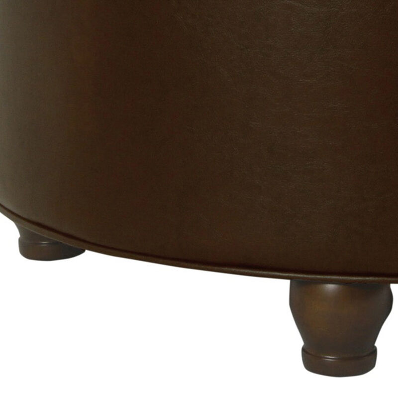 Leatherette Upholstered Wooden Ottoman with Tufted Lift Off Lid Storage, Brown image number 2