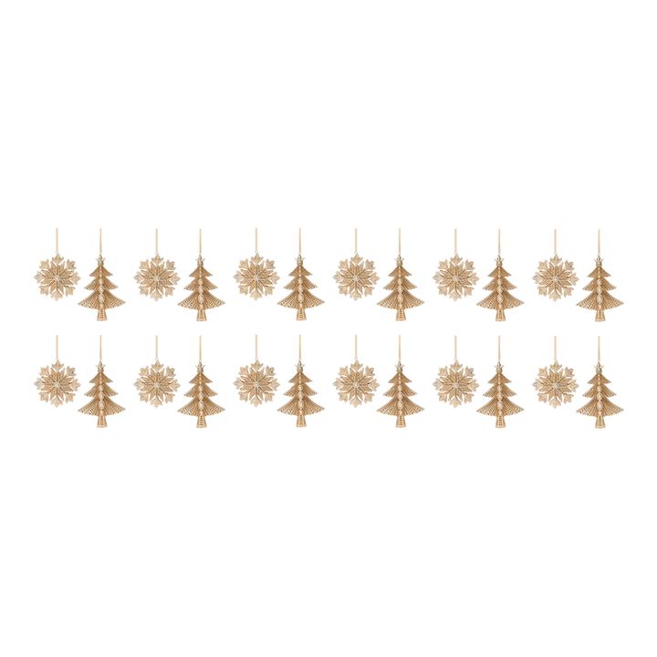 Glittered Pine Tree And Snowflake Ornament (Set of 12)