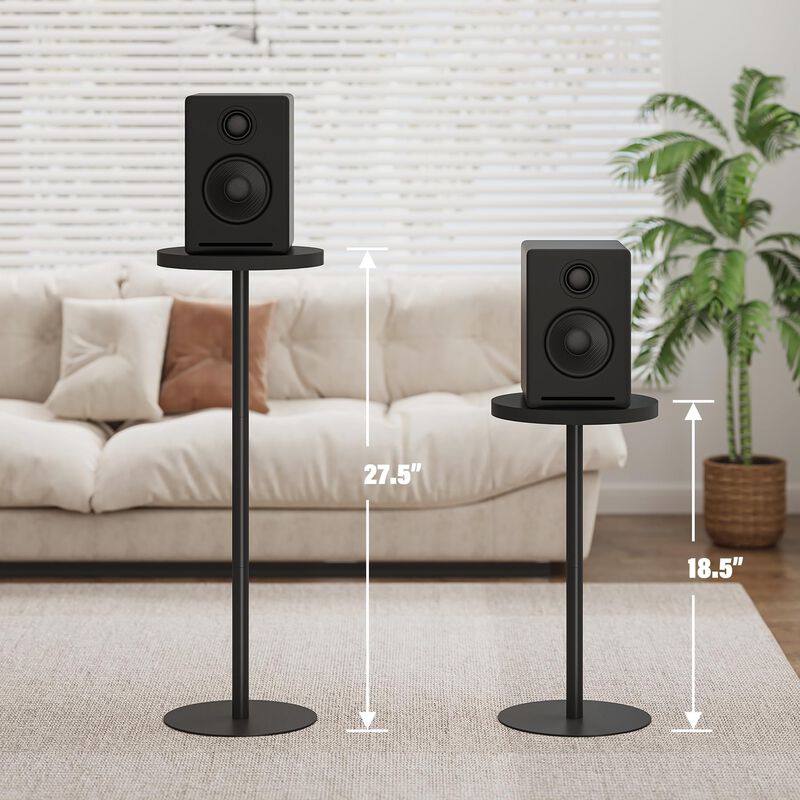 TUTOTAK Tall Round Side Table, Small End Table, Set of 2, Beside Table, Drink Table, Pedestal Side Table, livingroom, Black TB01