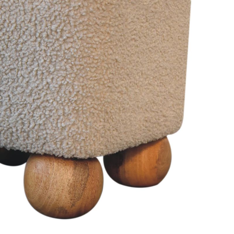 Serenity  Solid Wood Footstool Boulce Fabic  with Ball Feet