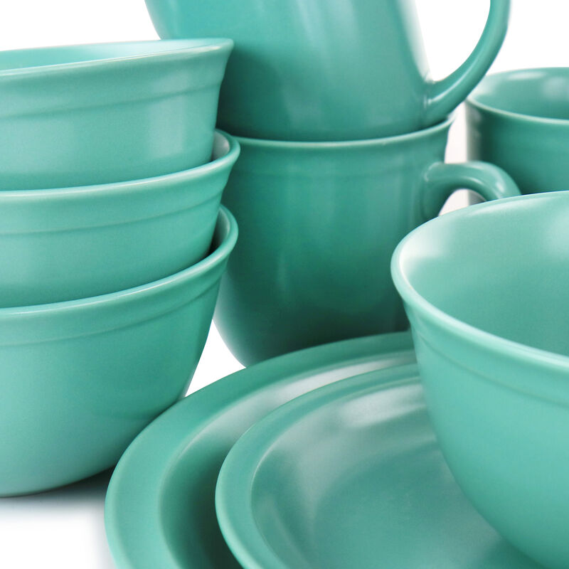 Gibson Home 16 Piece Siam Stoneware Dinnerware Set in Green