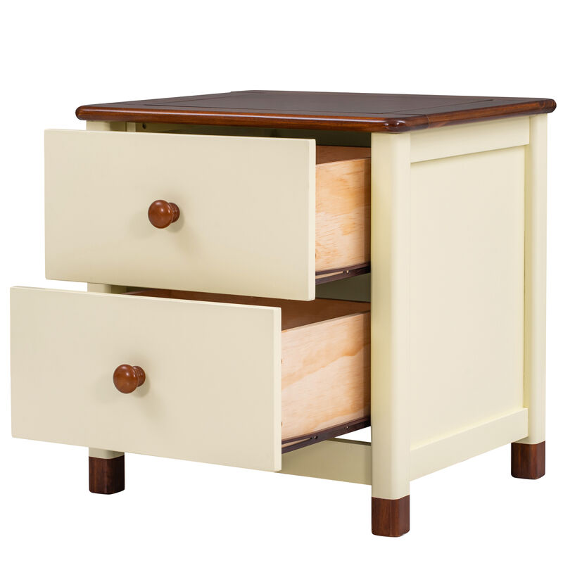 Wooden Nightstand with Two Drawers for Kids, End Table for Bedroom