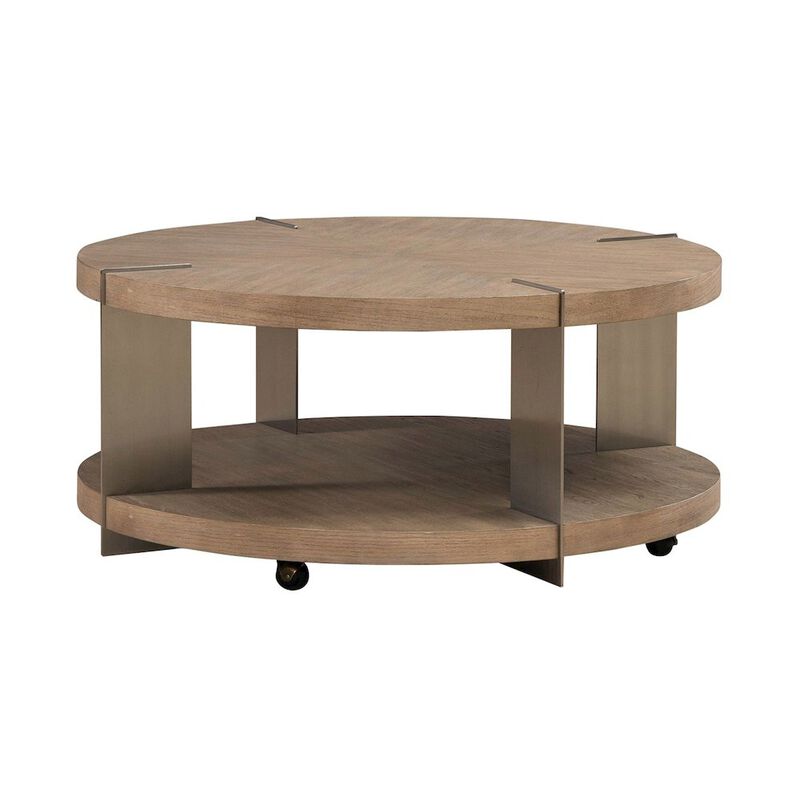 Liberty Furniture Harlow Living Room Round Cocktail Table  - Sandstone & Satin Nickel image number 0