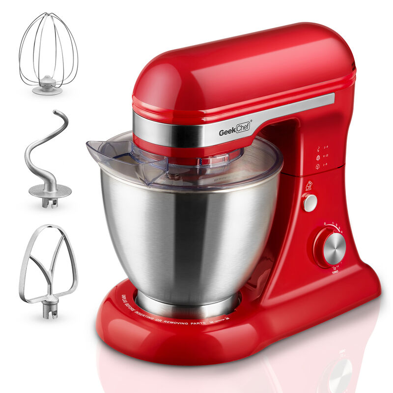 Electric Stand Mixer, 4.8QT 12 Speeds Tilt-head Food Mixer with Dough Hook, Rotary Knob, Whisk, Beater, Bowl image number 0