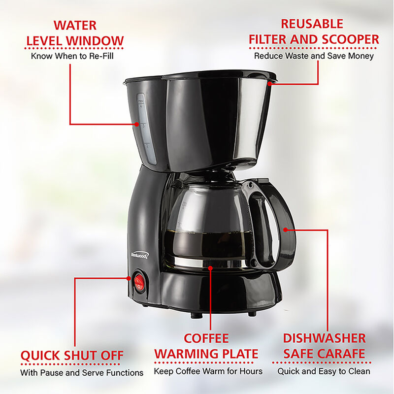Brentwood 4 Cup Coffee Maker - Black