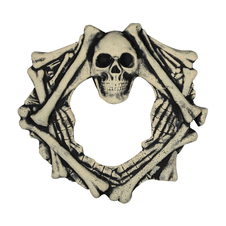 Skull Head and Bones Halloween Wreath - 18"  Unlit