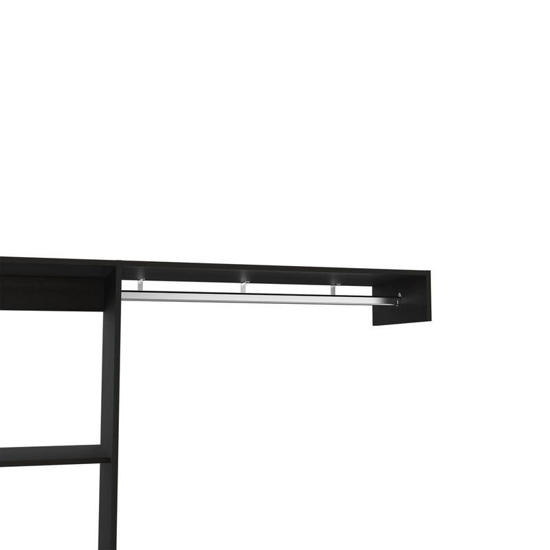 DEPOT E-SHOP Dynamic 150 Closet System, Five Open Shelves, One Drawer, One Metal Rod, Black