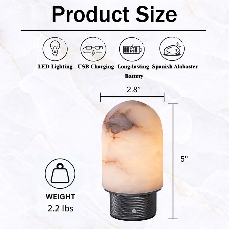 Natural Spanish Alabaster Rechargeable Table Lamp with Dimmable LED image number 8