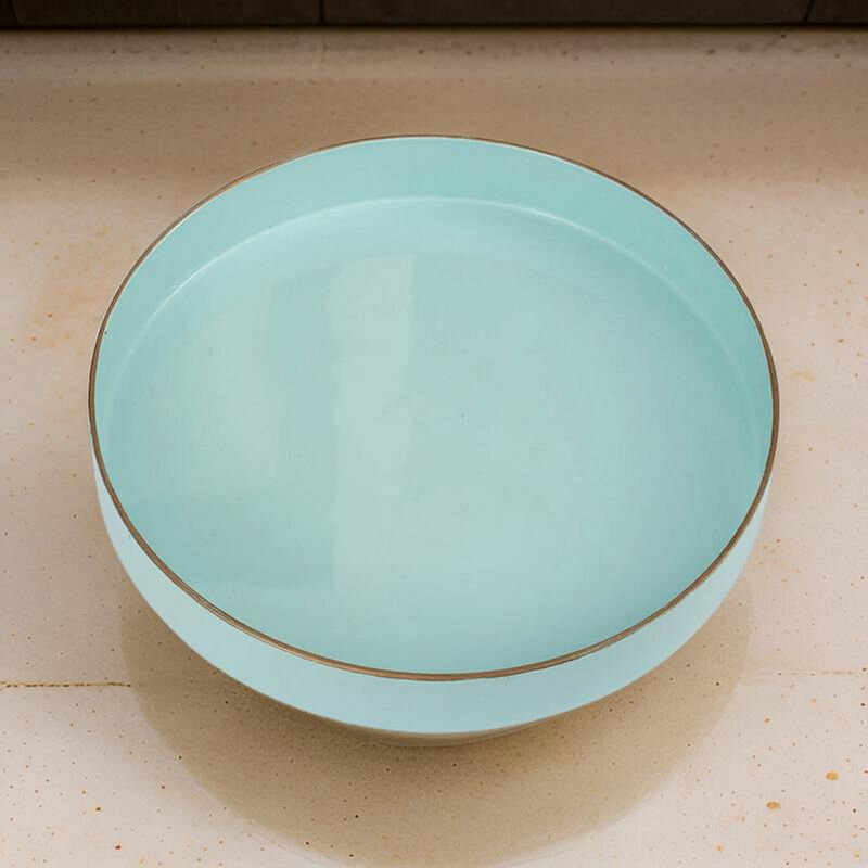 Mimosa Round Plastic Accent Tray, Turquoise Blue image number 1