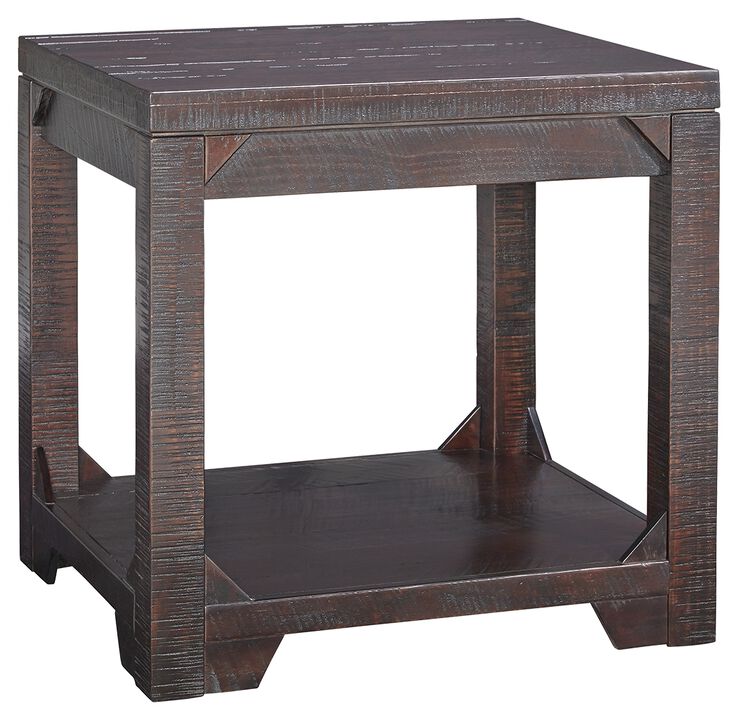 Rough Sawn Textured Wooden End Table with One Shelf, Brown- Benzara