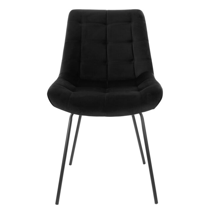 Elama 2 Piece Tufted Chair in Black with Metal Legs