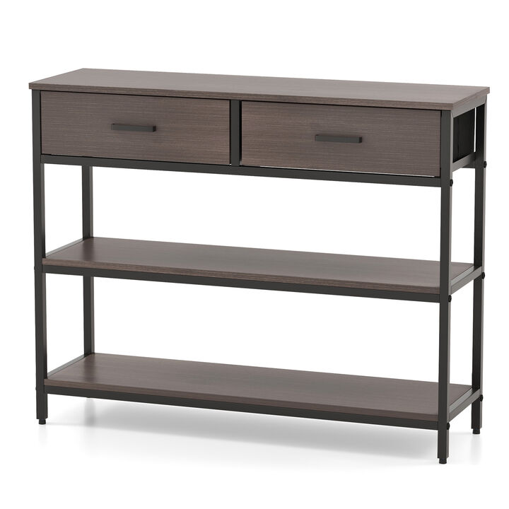 Console Table with Folding Fabric Drawers for Entryway